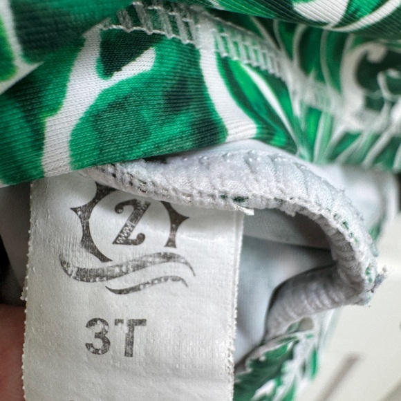 Swimzip 3T Girl Green Leaf Tropical Print Long Sleeve Swim Rashguard Bathingsuit - Picture 6 of 6